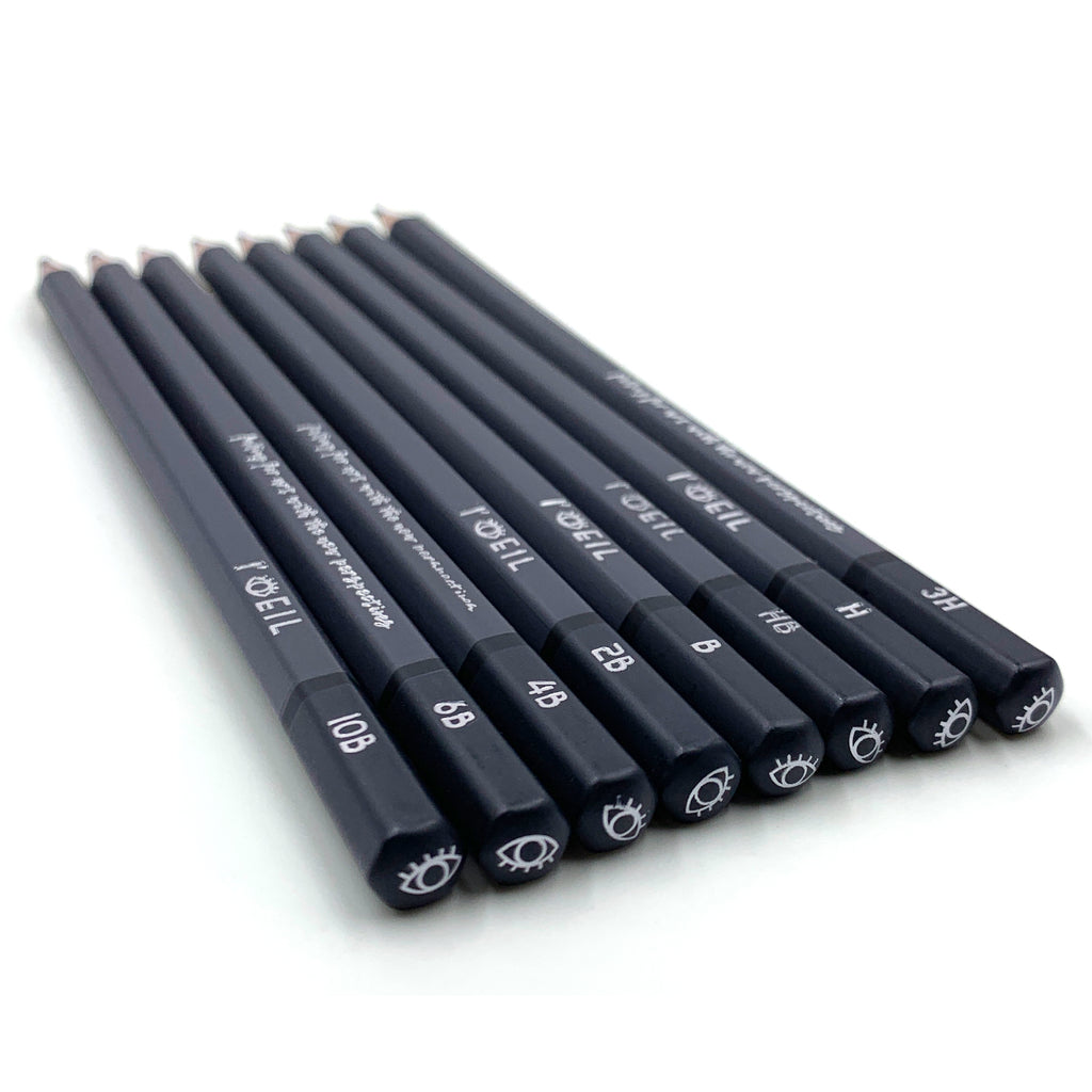 Listing photo shop store dark grey graphite sketching drawing pencil art supplies high quality the eye set