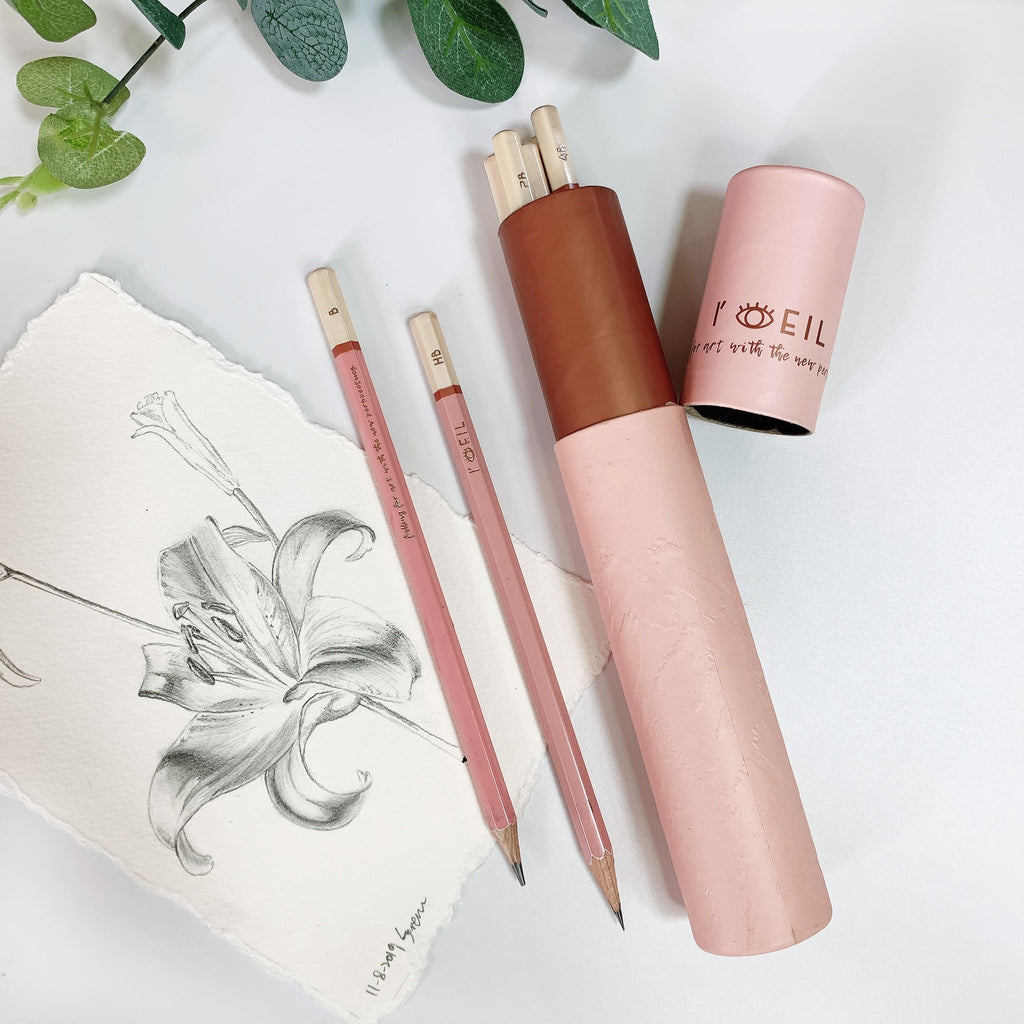 The Eye Graphite Sketching Pencil Set - Pink X Rose Gold - Loeil Art Supplies | for creative you