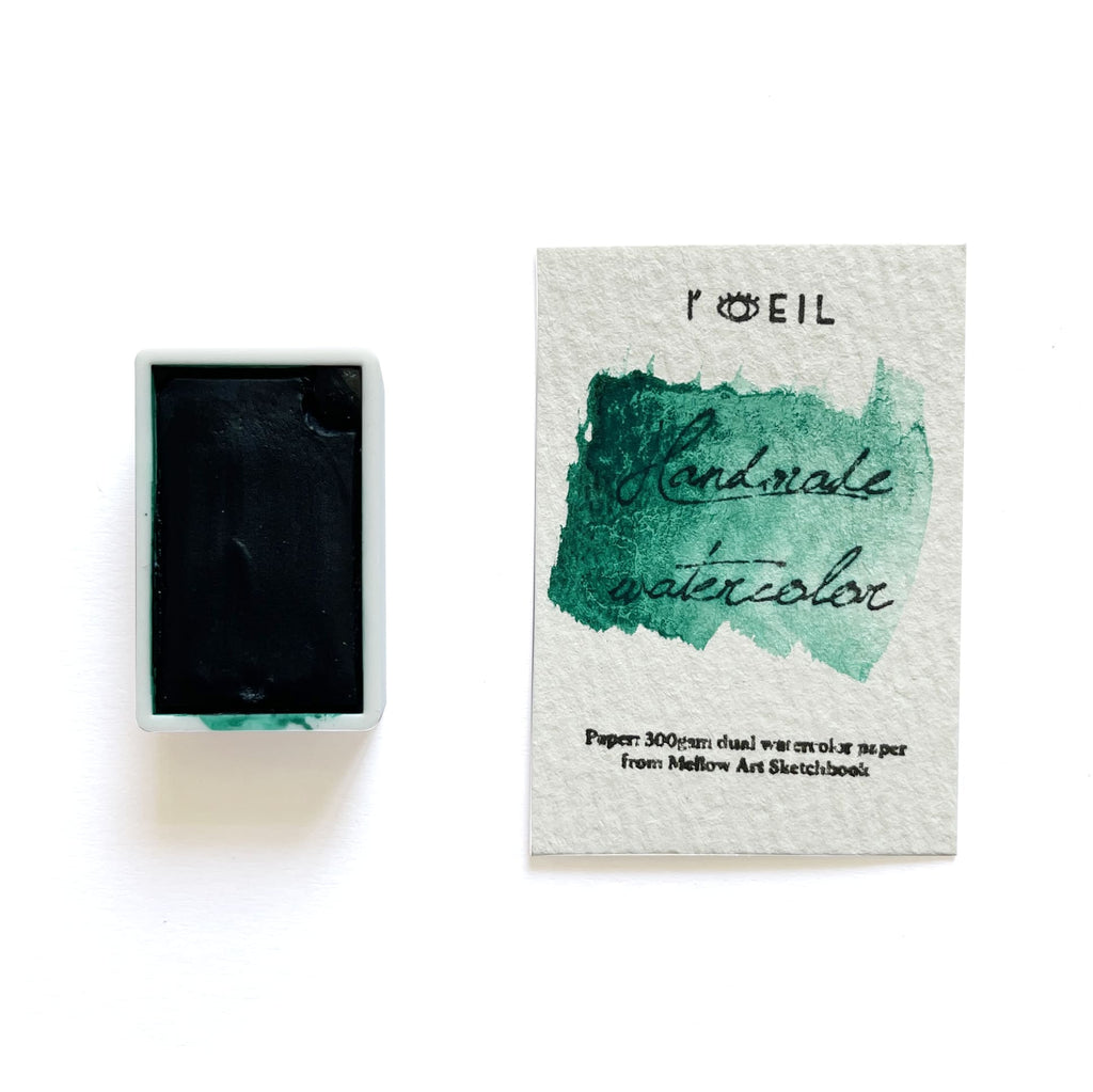Phthalocyanine Green PG36 - Artist Grade Handmade Honey Based Watercolor Paint Full Pan 3.2ml