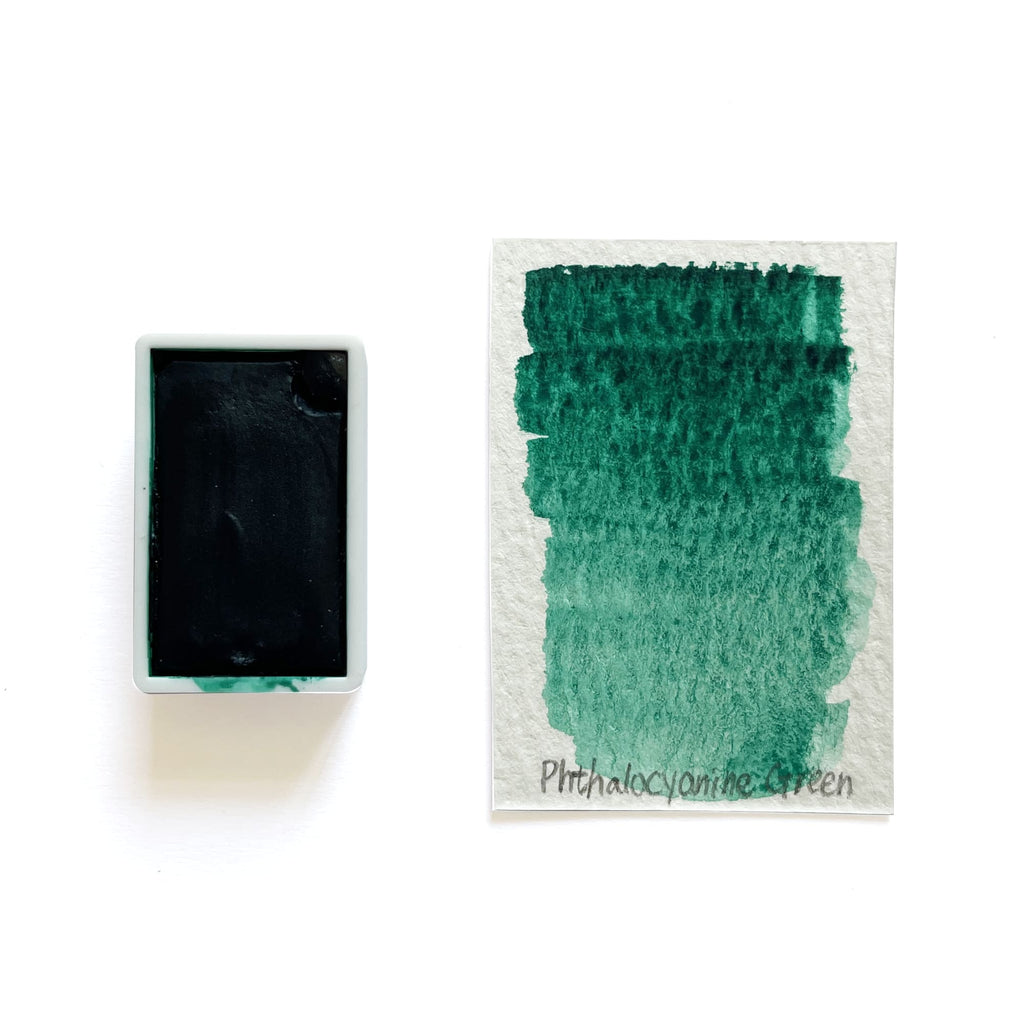 Phthalocyanine Green PG36 - Artist Grade Handmade Honey Based Watercolor Paint Full Pan 3.2ml