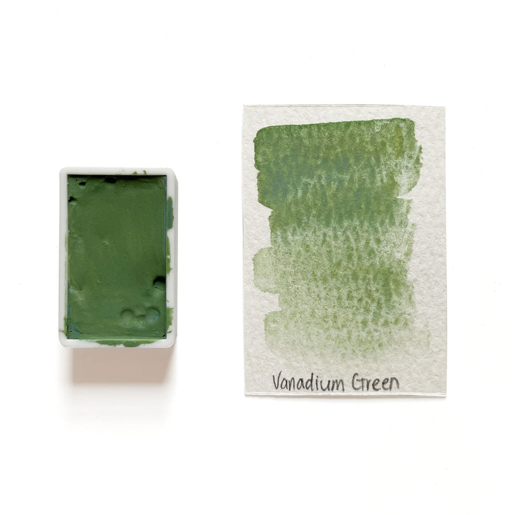 Vandium Green PG20 - Artist Grade Handmade Honey Based Watercolor Paint Full Pan 3.2ml - Loeil Art Supplies | for creative you